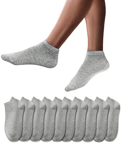 YouShow Sneaker Socken Herren Damen 10 Paar Kurze Halbsocken Quarter Baumwolle Unisex(Grau,47-50)