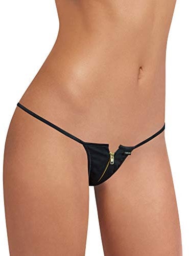 Sohimary 446 Damen Mini Reißverschluss String Tanga XS S M 32 34 36 38 Weiß