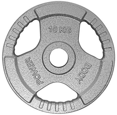 BODYPOWER 10Kg Tri Grip Cast Iron Olympic Weight Plates (x2)