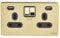 Schneider Electric GGBGU3424DBPB Ultimate Screwless Flat Plate, Switched Double Power Socket, with USB Charging Ports, Polished Brass with Black Insert, 13 A, 2 Gangs