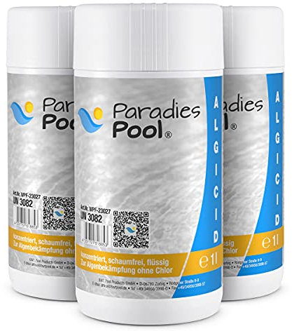 Paradies Pool Algizid für Pool, schaumfrei, Algenschutz, Schwimmbecken, chlorfreies Algenschutzmittel, algenvorbeugend, Schutz vor Algenbildung, Inhalt: 3 Liter