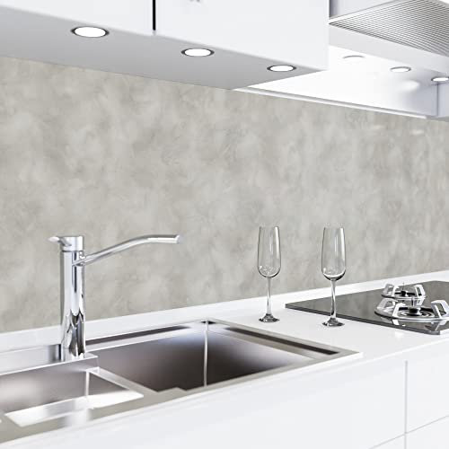 danario Küchenrückwand selbstklebend - 3D-Optik - Spritzschutz Küche - versteifte PET Folie - 0.75 mm - Beton hell - Materialmuster