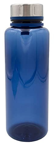 Steuber Trinkflasche Steel-Top 1000ml Kunststoff-Trinkflasche mit Edelstahldeckel, blau