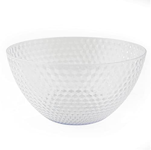 Cambridge Fete Hard Plastic Serving Bowl – Large Reusable Mixing Salad Bowl, Sturdy & Reusable, for Picnics, BBQ, Party, Outdoor/Indoor, Snacks & Crisps, BPA-Free, Clear Diamond Effect BPA-Free