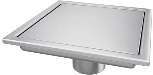 Elefloom Desagüe de ducha cuadrado, desagüe de ducha de 6 pulgadas con cubierta de inserción de azulejos 2 en 1, drenaje de piso de ducha de acero inoxidable AISI 304 cepillado con recogedor de pelo