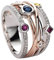 luoluoluo Silberring mit struktur Retro Geschwärzt mit stein Saphir Blau Golden Ringe Silber 925 Einstellbare Damenringe Damen Schmuck Geschenk (8)