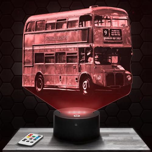 Nachttischlampe - Touch-Nachtlicht Londoner Bus 3D-LED-Lampe Illusion, Geschenkidee Weihnachten Geburtstag Junge und Mädchen Nachttischlampe Kinder- oder Erwachsenenzimmer