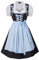 SCARLET DARKNESS 3pc-Set Costumes Oktoberfest Dirndl For German Bavarian Dress Outfit Women L Black Dress+Light Blue Plaid Apron 2116-1