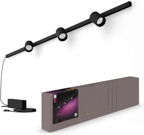 Philips Hue White & Color Amb. Perifo Set, 3-er Spot, Wandleuchte, dimmbar, 16 Mio. Farben, steuerbar via App, kompatibel mit Amazon Alexa, Apple HomeKit & Google Assistant, schwarz