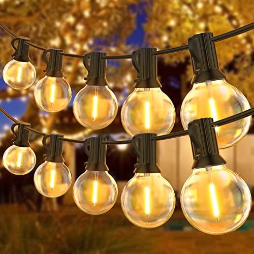 Led Lichterkette Außen, 45.7M/150FT Outdoor Lichterkette Glühbirnen wetterfest LED Lichterkette Außen Strom für Weihnachtsdeko, Party, Garten, Terrasse, Hochzeiten, Zimmer