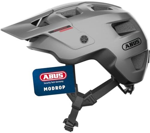 ABUS MTB-Helm MoDrop - robuster Fahrradhelm mit guter Belüftung für Mountainbiker - individuelle Passform - Unisex - Silber, Größe S