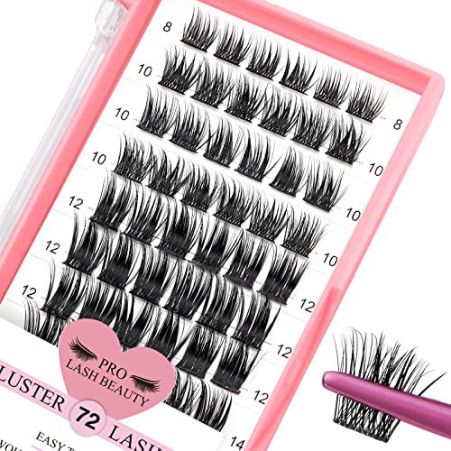 Cluster Wimpern 72 Stück Wimpern-Cluster DIY Wimpernverlängerung Einzelwimpern C-8-16mix Dünnes Band Einfach zu Hause anwenden Wimpern (First Glance, C-8-16mix)