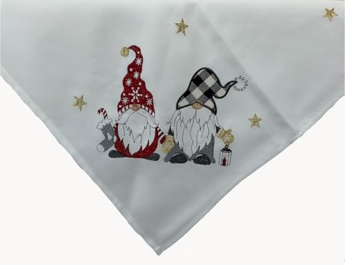 texpot Tischläufer 40 x 85 cm Ecru mit Stickerei Wichtel Winter Advent Weihnachten