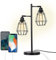 JCPYIUL Doppelkopf Schreibtischlampe Retro Schwarz, Vintage Schreibtischlampe Büro mit Ladefunktion-USBA & Type-C-Metall Industrial Tischlampe für Schlafzimmer Büro Wohnzimmer