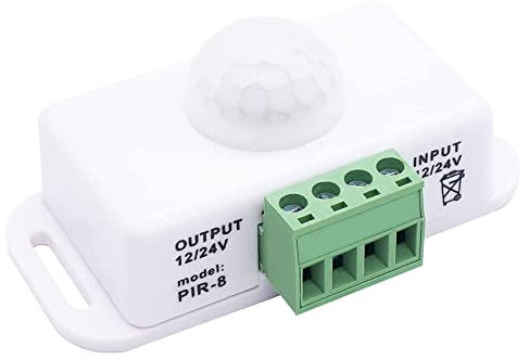 Compasty DC 12V 24V PIR Motion Sensor Function Controller LED Switch Body Infrared Switch Motion Timer White for LED Strips