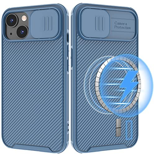Hitaoyou iPhone 14 Case Magsafe with Slide Lens Cover, Slim Magnetic Case for iPhone 14 6.1 Blue