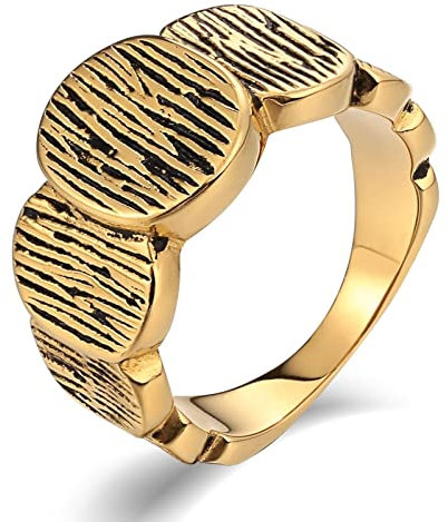 Whoiy Goldring Kleiner Finger, Siegelring Männer 13mm Edelstahl Gotischer Ring Runden Ringgröße 62 (19.7) Gravierbar
