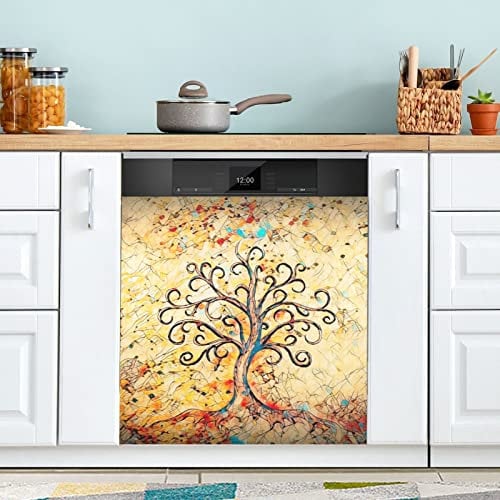 JIPONI Magnetische Abdeckung für Geschirrspüler - Baum des Lebens, Küche, Kunst, Dekor, Aufkleber, 58 x 66 cm (B x H)