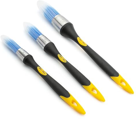 Bates- Trim Paint Brush, 3 pcs, 5/8”, 3/4” and 1”, Ergonomic Handles, Trim Brushes for Painting