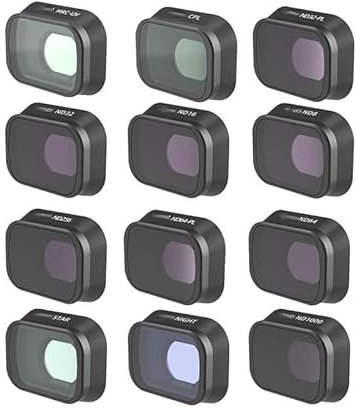 Kameraobjektivfilter for DJI Mini 3 Pro MCUV CPL ND8 ND16 ND32 ND64 ND256 ND/PL-Filterkit for Mavic Mini 3 Drohnenzubehör Zubehör (Color : 12 in 1)