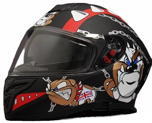 Casco Integrale da per moto Omologato con nuova omologazione C.E. ECER 22.06 Unisex con Visiera visierino Parasole nero (L = 59-60 cm)