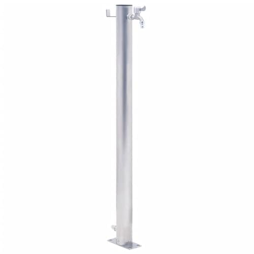 vidaXL Wassersäule für den Garten, Wasserhahn mit 1 Haken, Gartenwassersäule für Gartenbewässerung, Wasserzapfsäule Wasserzapfstelle, Edelstahl Rund