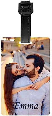 Personalisierter Gepäckanhänger mit Ihrem Text und Foto, individuelle wasserdichte Reisekoffer-Etiketten, Anhänger, Gepäckanhänger, Geschenkbänder, abnehmbares schwarzes Armband