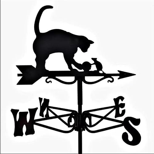 jUlenO Katze Wetterhahn Wetterfahne,Metall Weather Vane Windfahne Windrichtungsanzeiger für den Gartenzaun &Schuppen Dekorative