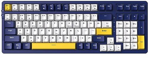 Qisan Mechanical Wireless Keyboard USB Wired Gaming Keyboard Ice Blue Led Backlit Keyboard Red Switch 100 Keys US Layout | Computer Accessories | Mechanical Keyboards Wireless | Gaming Keyboards