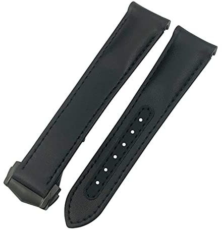 BUDAY Für Omega Seamaster 300 Speedmaster AT150 Planet Ocean Glattes Rindsleder Uhrenarmband 19 mm 20 mm 21 mm Echtes Leder Armband, 19 mm, Kunststoff, Achat