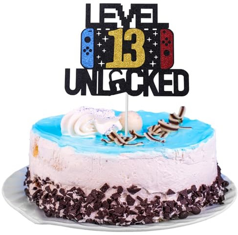 Kuchenaufsatz zum 13. Geburtstag, Gaming-Kuchenaufsatz, personalisierbar, Happy Birthday, Kuchendekoration, Geburtstagsspiel, Partyzubehör für Kinder und Jungen