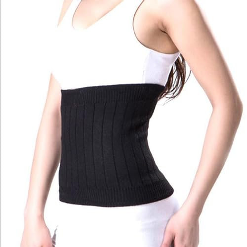 FIBOUND 1 Stück Gestrickter Lendenwärmer, Thermischer Elastischer Taillenbund, Abdominale Weiche Wärmebandage, Wärmender Taillenstützgürtel für Den Unteren Rücken, Bauchwickel-Taille-Gürtel (Schwarz)