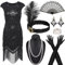 Alintor 20er Jahre Kostüm Damen, Gatsby Kleid Damen mit Accessoires,Flapper Charleston Kleid 20er Jahre, Karneval Kostüm, Faschingskostüme, Peaky Blinders