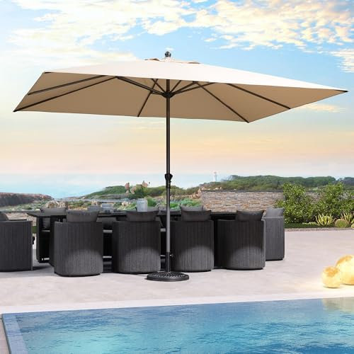 PURPLE LEAF Parasol de Jardin Exterieur 270 x 350 cm Rectangulaire Parasols en aluminium Toile Protection UV pour Balcon Terrasse Patio, Kaki