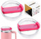 Fabenyok 40 OZ Stanley Cup Lid Replacement, 2 Pack Clear Spill Proof Covers for Travel Tumbler Accessories (Clear - Hot Pink)