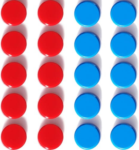 PYJLBX Strong Fridge Magnets, 20Pcs Small Whiteboard Magnets Heavy Duty for Crafts, Mini Tiny Cute Round for Whiteboard, Fridge, Notice Board, Office (Red+Blue)