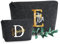 AMBERGER DESIGN by A&M Osterhage amd Kosmetiktasche-Damen Filz-dunkelgrau - bedruckt Name & Initial personalisiert | Beutel-mit-Name | Schminktasche-Mädchen