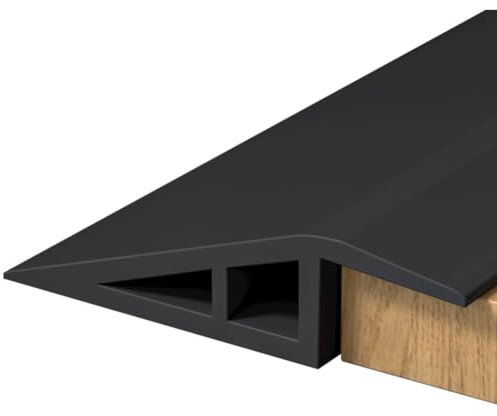 RANJIMA Übergangsprofil, Übergangprofil Selbstklebend, Überstreifen für Türschwellen Schwarz, Abschlussleiste Boden PVC-Bodenübergangsstreifen, Abdeckleisten für Fußböden, Türschwelle Zum Kleben 1m