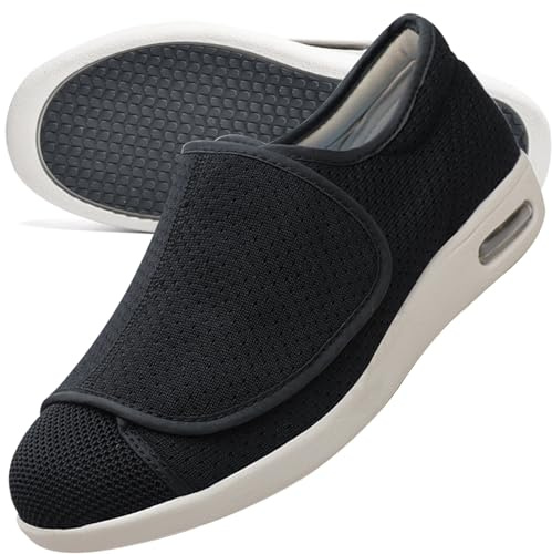 Möge Chaussures à Enfiler pour Hommes avec la voûte Plantaire Chaussures Diabétiques pour Hommes Chaussures Extra-Larges pour Pieds Gonflés Chaussures De Marche(Black,41 EU)