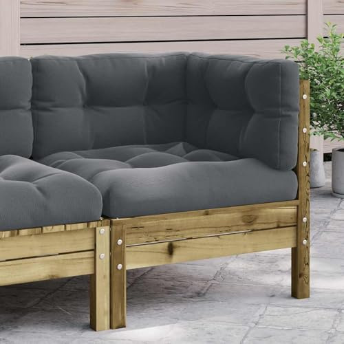 Rantry Holzgartensofa mit Kissen - Eckmodell, anthrazit, 63x63x62,5 cm - für Terrasse und Innenhof Model838152