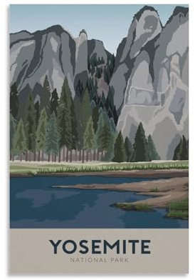 Jdjdu Vintage-Reiseposter, Yosemite-Nationalpark, Geschenk, Wanddekoration, Malerei, Poster, Leinwand, Kunstposter