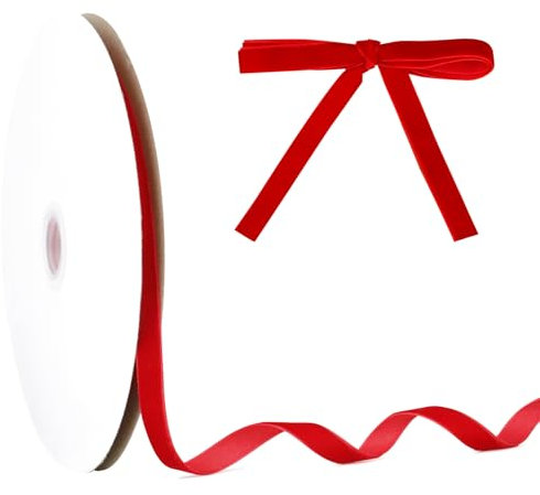 10mm×23m Samtband Rot,Samtband,Geschenkband,Schleifenband Weihnachten,Schleifenband,Satinband,Dekoration,Geschenkbänder,Dekorative Schleifen & Bänder,Ribbon,Kräuselband Geschenkband,Geschenk Band