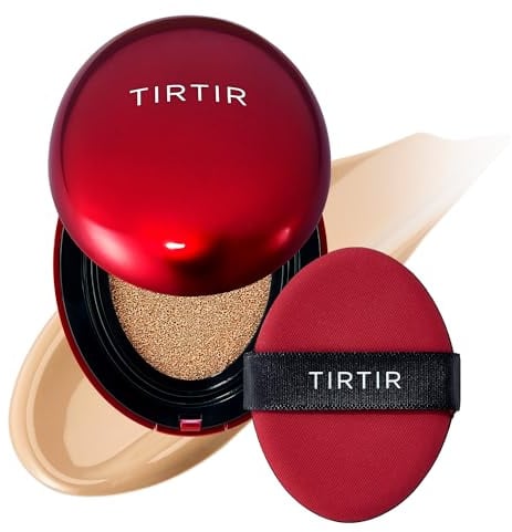 TIRTIR Mask Fit Red Cushion Foundation | Volle Deckkraft, Leicht & Hautnah, Satin Glow Finish | Koreanisches Cushion Make-up, Tattoo-Abdeckung, Aufbauend (0,15 Fl Oz), 27N Camel