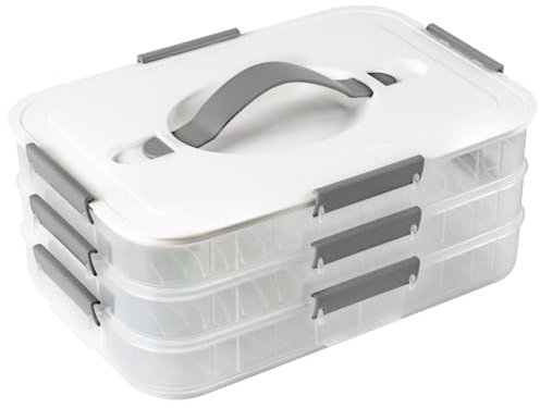 Anstore Large Plastic Storage Box with Lid, Stackable Storage Boxes Plastic Really Useful Organiser Box, 3 Tier Multifunctional Storage Box for Storing Stationery, Jewellery Tools and Art Equipment A4