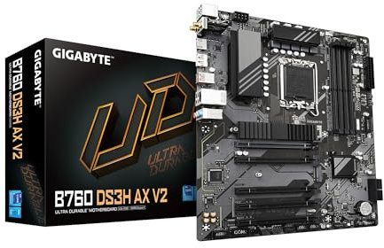 GIGABYTE B760 DS3H AX V2 LGA 1700 Intel B760 ATX Motherboard with DDR5, Dual M.2, PCIe 4.0, USB 3.2 Gen 2x2 Type-C, WiFi 6, 1GbE LAN, Q-Flash Plus, EZ-Latch