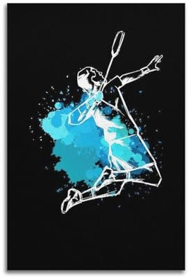 ZSLYMX Sportposter, schwarzes und blaues Badminton mit Spritzfarbe, Poster, dekorative Malerei, Leinwand, Wandposter und Kunstbild, moderner Familienschlafzimmer-Dekor, Poster, 30 x 45 cm
