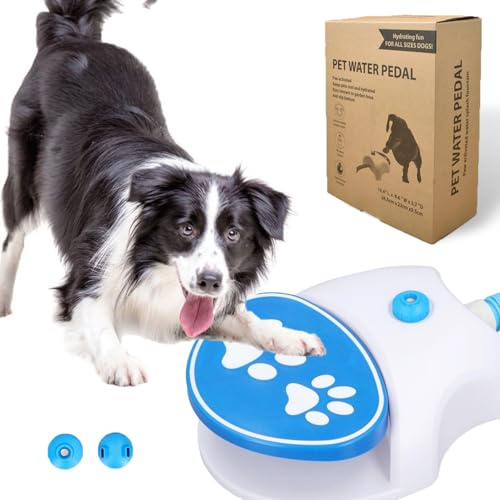 Outdoor Hund Trinkwasserbrunnen Step On, Automatischer Hund Sprinkler Spielzeug Fußaktivierter Trinkwasserspender Hunde Bewässerung mit Schlauch für kleine, mittelgroße und große Hunde Katze Haustier,