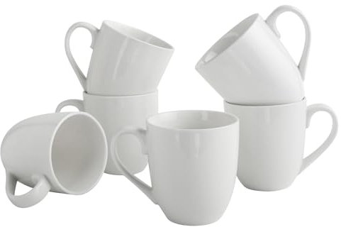 Feenmai Coffee Mugs 17 Oz White Coffee Mugs Set of 6 Large Milk Mugs Ceramic Drinking Mugs Porcelain Coffee Mugs Cup Set for Hot Tea Hot Cocoa Cappuccino Microwave Dishwasher Safe 5.5 x 4.5 inch