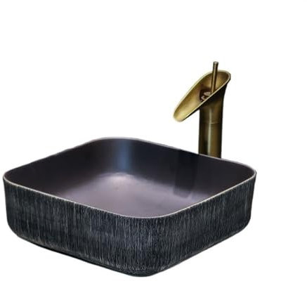 ABBNIA Lavandino da appoggio Lavandino da appoggio Lavandino Rotondo Semplice Lavandino da Bagno retrò Lavandino da Esterno per Patio Lavandino da appoggio in Ceramica