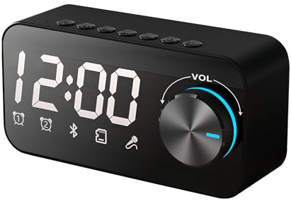 Colexy Altavoz Bluetooth con luz RGB y despertador doble, caja de música multifunción, caja de música portátil, controlador de graves duales, sonido estéreo de 360°, función manos libres para